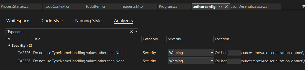 Warnings to Errors